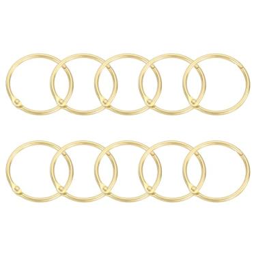 Imagem de Anéis de cortina de chuveiro, 12 peças - Ganchos de cortina de chuveiro redondos de aço carbono, anéis de encadernação de folhas soltas de 3,8 cm para varões de cortina de chuveiro (ouro)