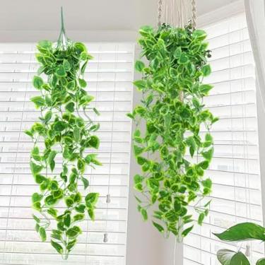 Imagem de 1,1 m de folhas verdes artificiais de hera, folhas falsas, guirlandas penduradas para decoração de festa de casamento no jardim (folha)