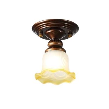 Imagem de Luz de teto Luminária decorativa criativa em formato de flor para entrada, varanda, corredor, luminária teto retrô para