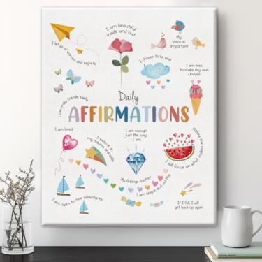 Imagem de Decoração de parede de afirmação diária positiva para sala de aula, sala de aula, saúde mental, quadro em tela emoldurada para canto calmante, 20 x 25 cm