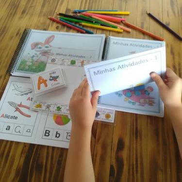 Imagem de kit 2 Apostilas alfabetização infantil ( 600 atividades ) + 26 Cartões