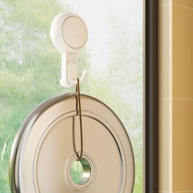 Imagem de Pacote com 2 ganchos longos brancos potentes com ventosa a vácuo, sem furadeira, gancho de armazenamento utilitário removível, gancho de chuveiro multiuso para pendurar roupas, adequado para chuveiro