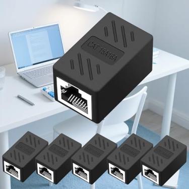 Imagem de Pacote com 6 Acopladores Ethernet RJ45 – Adaptador de conector fêmea para fêmea em linha para extensão de cabo Cat8/Cat7/Cat6/Cat5e/Cat5, extensor de rede de alta velocidade para PC, roteador, modem
