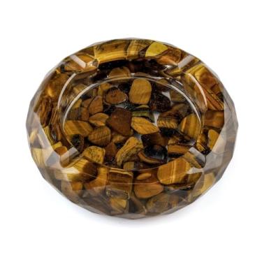 Imagem de Cinzeiro de cristal olho de tigre resina forma redonda para sala de estar, casa, decoração de escritório, presente