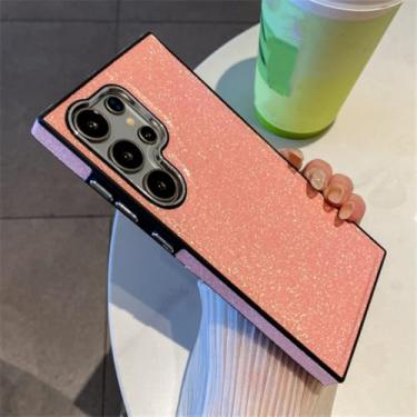 Imagem de MVVKKY Capa de celular magnética com carregamento sem fio e glitter de luxo para Samsung S23Ultra, à prova de choque (para Samsung S23Ultra/rosa)