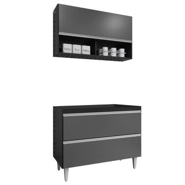 Imagem de Armário De Cozinha Nichos Cp01 Para Pia 100cm Z34 Preto/grafite - Mpozenato