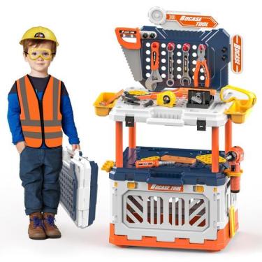 Imagem de Banco de ferramentas para crianças BHYDRY Bancada de trabalho 4 em 1 c