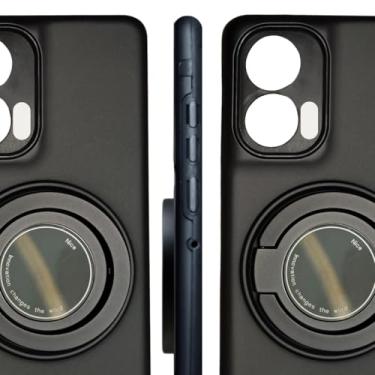 Imagem de Capa Moto G85 5G Capinha Proteção Anti-Choque Case Fashion Anel Suporte 360° Placa Magnética Integrada (Preta)