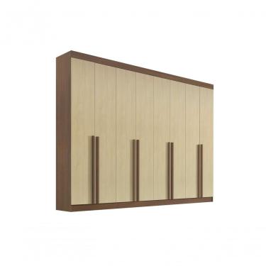 Imagem de Guarda Roupa Casal 8 Portas 8 Gavetas Sem Pés Daymont - D' Doro Castanho/linho
