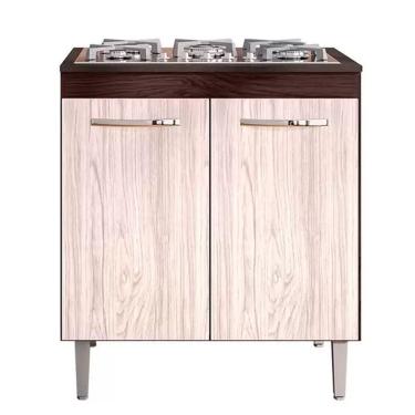 Imagem de Balcão Cooktop 80cm Andréia 1 Porta Ajl Móveis Castanho Avelã