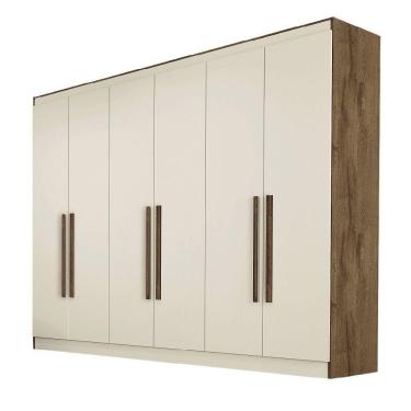 Imagem de Guarda Roupa Oslo 6 Portas 4 Gavetas 100% Mdf Mademarcs Brauna-off White