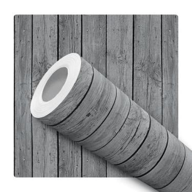 Imagem de Papel de Parede Adesivo Ripa de Madeira Vertical Painel Acinzentado Ci
