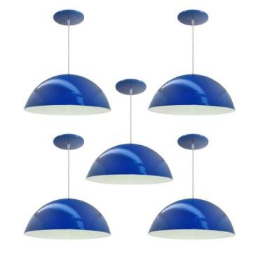 Imagem de Kit 5 Luminária Pendente Meia Lua 40cm Interior Branco Brilho Fiação 1