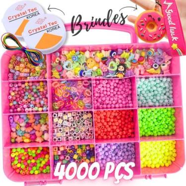 Imagem de Kit Bijuteria Miçangas 4000pçs Diversas Colar Pulseira Bolinhas Com Ch