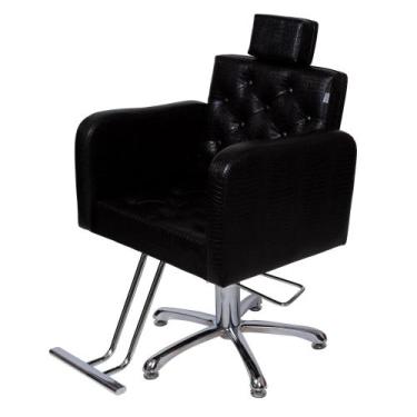 Imagem de Cadeira Hidráulica Tokyo Fixa Para Salão Estofado Preto croco - moveis