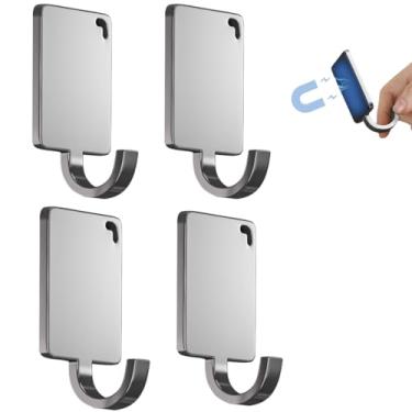 Imagem de Ganchos magnéticos resistentes, ganchos de porta, suporte magnético de armazenamento para casa, cozinha, geladeira, entrada, escritório (pacote com 4)