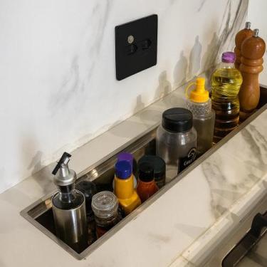 Imagem de Porta Temperos 90cm Organizador Embutido Gourmet Inox 304 - Cozix