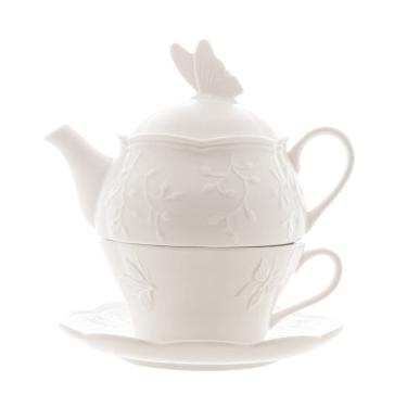 Imagem de Conjunto 3 Peças de Chá de Porcelana New Bone Butterfly Flower Lyor