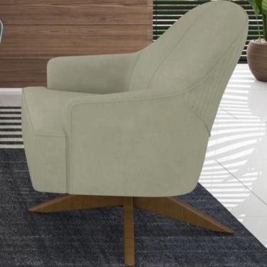 Imagem de Poltrona Toscana Base Giratória Em Madeira Tingida - Élpis Móveis Cinza