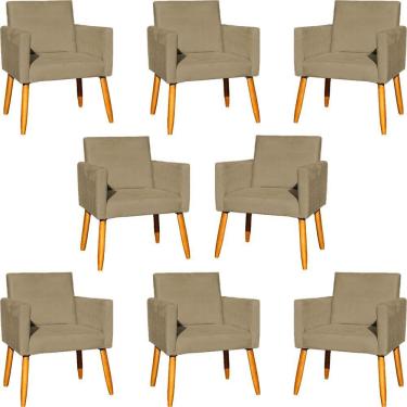 Imagem de Kit 8 Poltronas Nina Para Recepção Suede Cores Pé Palito 30cm Castanho - Suede