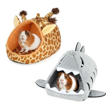 Imagem de YUEPET Cama de porquinho da índia, pacote com 2, acessórios laváveis para gaiola de porquinho-da-índia para animais pequenos, esconderijo para porquinhos-da-índia, chinchilas, hamsters, ouriços