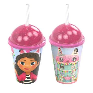 Imagem de Kit 2 Copo Infantil Shake c/Canudo A casa Mágica da Gabby 280ml - Plas