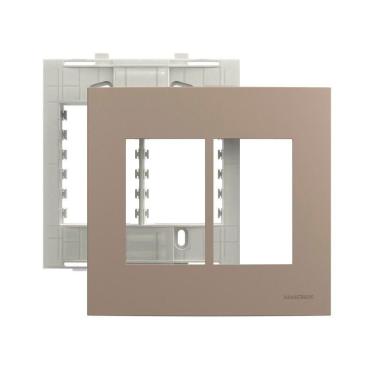 Imagem de Placa Com Suporte Margirius Sleek Colors 4x4 Para 6 Módulos Horizontais Argila