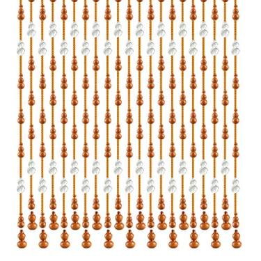 Imagem de Cortinas cortina de contas cristal cabaça de madeira maciça cortada para sala de estar, vários tamanhos personalizáveis (cor: marrom, tamanho: 70 x 125 cm-21 raízes)