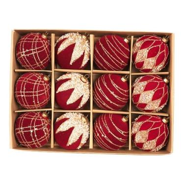 Imagem de Baoblaze Bolas de Natal, Enfeites para Árvore de Natal, Pingentes Portáteis e Reutilizáveis, Novidades Decorativas para Shopping e Escritório, 12 Peças Vermelhas de 8 Cm