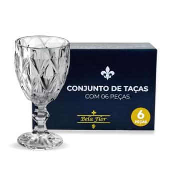Imagem de Jogo 6 Taças Diamante Vidro 330ml Copo Diamond Moderno Luxo - Transparente