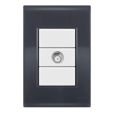 Imagem de Conjunto 1 Tomada Tv - Tramontina Liz Grafite / Branco