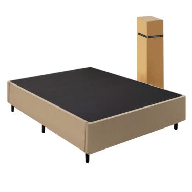 Imagem de Cama Box desmont??vel com Ba?? Lateral Casal para Colch??o de 1,38m Sider Bege