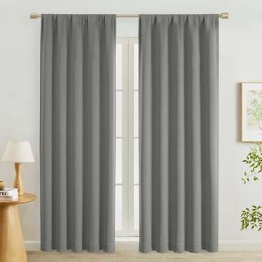 Imagem de Lecloud Cortinas cinza claro 203 cm de comprimento, 2 painéis, cortinas de quarto com isolamento térmico para sala de estar, cortinas macias com bolso de haste para sala de jantar, cada painel 127 cm