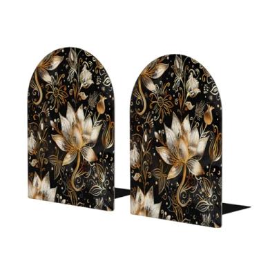 Imagem de Mandala flor étnica grande suporte de livros de madeira decorativo antiderrapante resistente terminais de livros para escritório mesa de escritório casa biblioteca escola estudo decoração divisórias