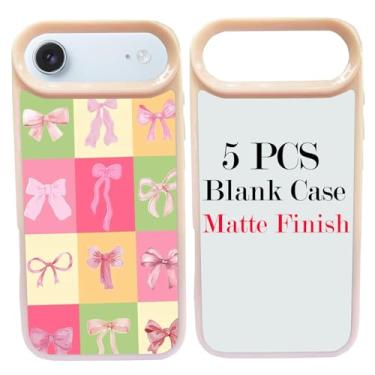 Imagem de JUSTRY 5 conjuntos de capas de telefone em branco de sublimação para iPhone Air 2 em 1 2D DIY TPU capa de borracha macia + inserções foscas, fácil de sublimar rosa sublimado personalizado