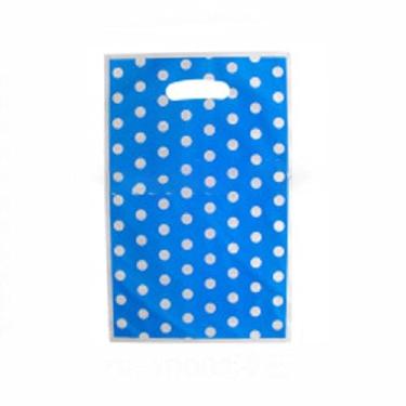 Imagem de 20 peças de sacos de plástico PET de bolinhas 25,5 x 16,4 cm bolsas com alça de orifício cor dopamina roupas de compras DIY joias presente festa embalagem suprimentos (azul)