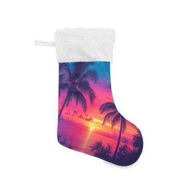 Imagem de Blueangle Pacote com 2 meias de Natal bonitas do pôr do sol de 48 cm para decorações de festas de fim de ano, porta-presentes e meias (252)