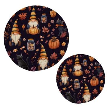 Imagem de Blueangle Pacote com 2 potes de doces de gnomos fofos para pratos quentes - Suportes de panela resistentes ao calor, almofadas quentes trançadas e porta-copos - Tapetes de mesa duráveis para cozinhar