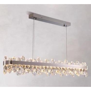 Imagem de Lustre de luxo em estilo francês, luminária de teto de cristal com 2025 opções para sala de estar, sala de jantar e hall de entrada (comprimento da haste: 100 cm).
