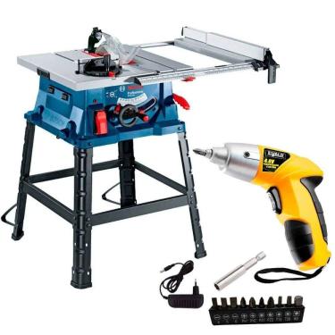 Imagem de Serra Circular de Mesa 10POL 1800W BOSCH com Parafusadeira a Bateria 4,8V e Kit 12 Peças EVALD