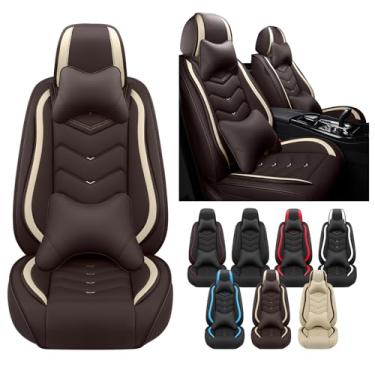 Imagem de Capas de assento de carro para Cadillac Escalade 2000-2025, capa de assento de couro napa impermeável, capas de assento de carro antiderrapantes, compatíveis com airbag, conjuntos de capas de assento