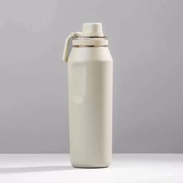 Imagem de Garrafa Térmica Inox Premium 550ml ou 750ml - Tampa Antivazamento 100%, Bico Rosqueável, Mantém Bebidas Quentes e Frias - Ideal para Academia, Trabalho e Dia a Dia(Branco,500ML)