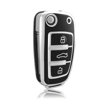 Imagem de Capa flip de 3 botões de TPU compatível com Audi A1-A8/Q2-Q7/R8/S3-S6/TT/RS3-RS6/S1-S8/B6-B8/C5-C6/4F/4G/TTS/TTRS e assento/Exeo 3R, acessórios para chaves automotivas