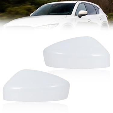Imagem de JESYMBX Tampa do espelho retrovisor lateral da porta para Mazda CX-5 CX5 2017-2021 Capa de casa de tampa sem pintura esquerda e direita