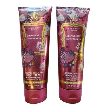 Imagem de Bath & Body Works Creme Corporal De Hidratação Ultimate Strawberry Snowflakes Para Mulheres 8 Fl Oz 2-Pack (Strawberry Snowflakes)