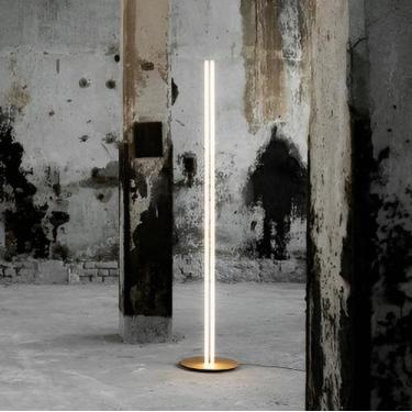 Imagem de Luminária chão moderna slim linear 2 perfis led integrado base metálic