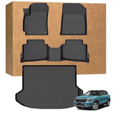 Imagem de Tapetes de chão para Kia Seltos 2021-2025 (para P | LXEXSXX-Line), TPE à prova d'água antiderrapante proteção para todos os climas, tapetes de chão e forro de carga