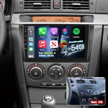 Imagem de Rádio automotivo Volxcereo 4G + 64G para Mazda 3 2004 2005 2006 2007 2008 2009, tela sensível ao toque Android de 9 polegadas, estéreo com Carplay/Android Auto, navegação GPS, WiFi, Bluetooth, SWC, FM