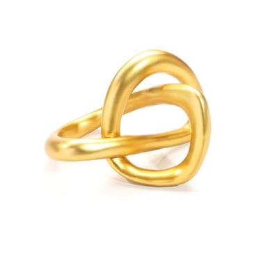 Imagem de Joogour Estátua moderna de escultura de nó dourado - decoração de mesa geométrica abstrata para sala de estar, mesa de escritório, estante | Decorações e presentes elegantes em tom de latão para casa