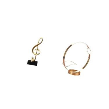 Imagem de Fenteer Escultura de Resina em Formato de Nota Musical, Ornamento de Mesa E Suporte de Ferro para Garrafas de Vinho. Peça Central Criativa para Mesa, Lareira